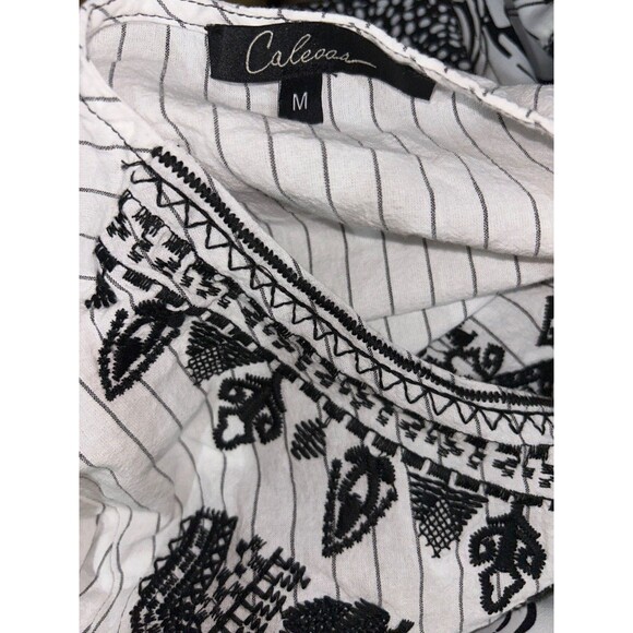 Calessa Women’s Embroidered Patchwork Split V-Neck 3/4 Bell Sleeve Tunic size M - Picture 9 of 10